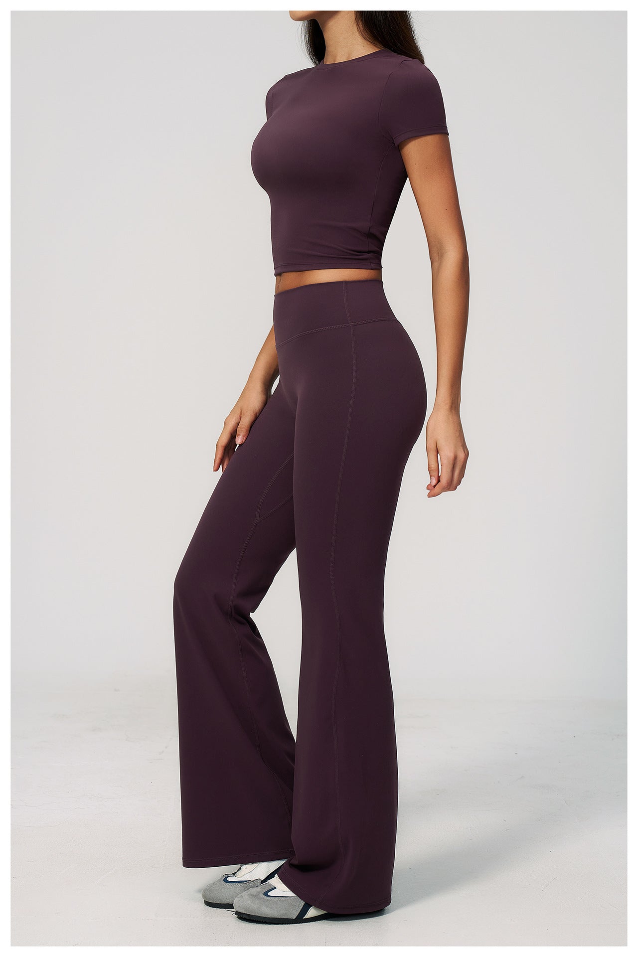 Crew Neck Crop Top & Flare Pants Set