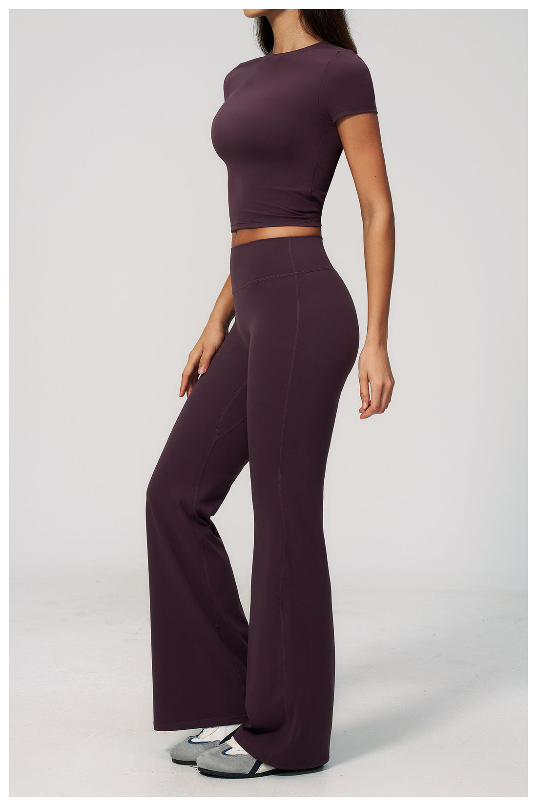 Crew Neck Crop Top & Flare Pants Set