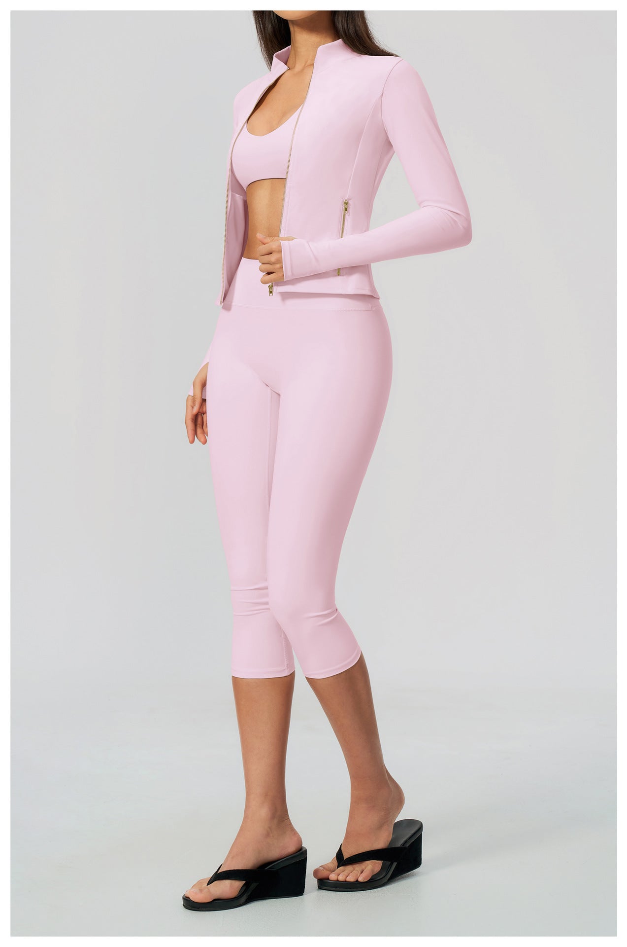 Zip-Up Capri Yoga 3-Piece Set
