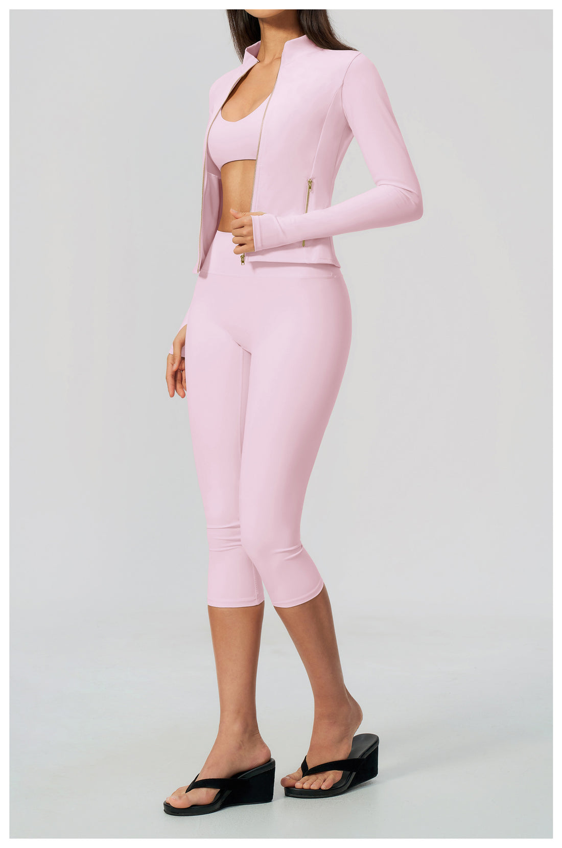 Zip-Up Capri Yoga 3-Piece Set