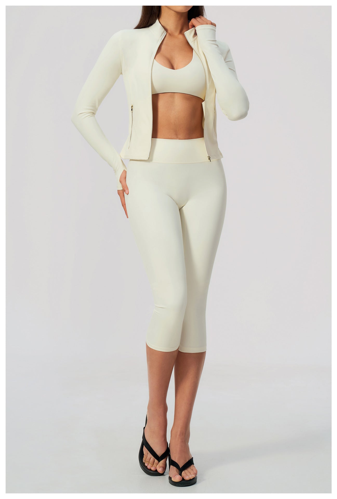 Zip-Up Capri Yoga 3-Piece Set