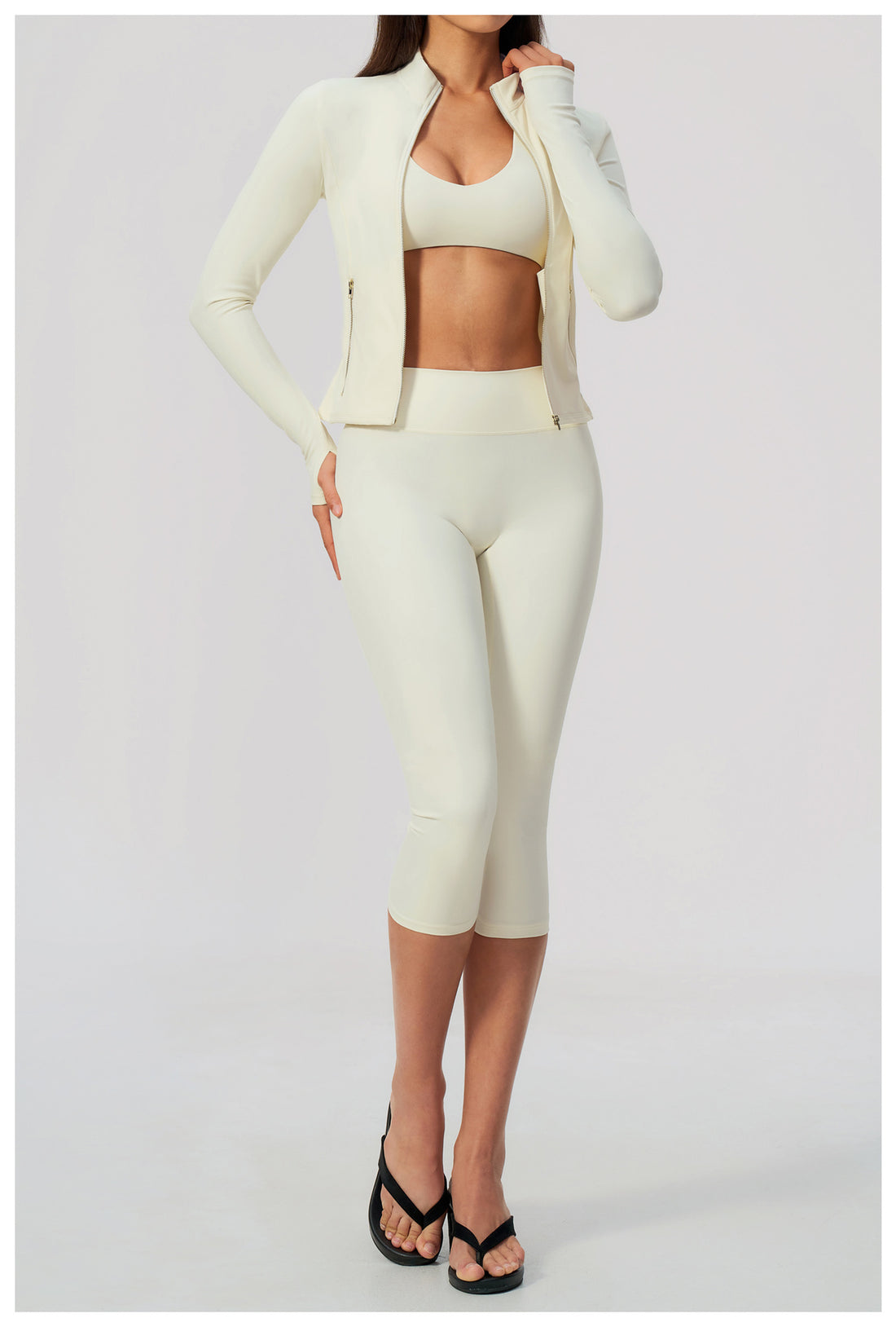 Zip-Up Capri Yoga 3-Piece Set
