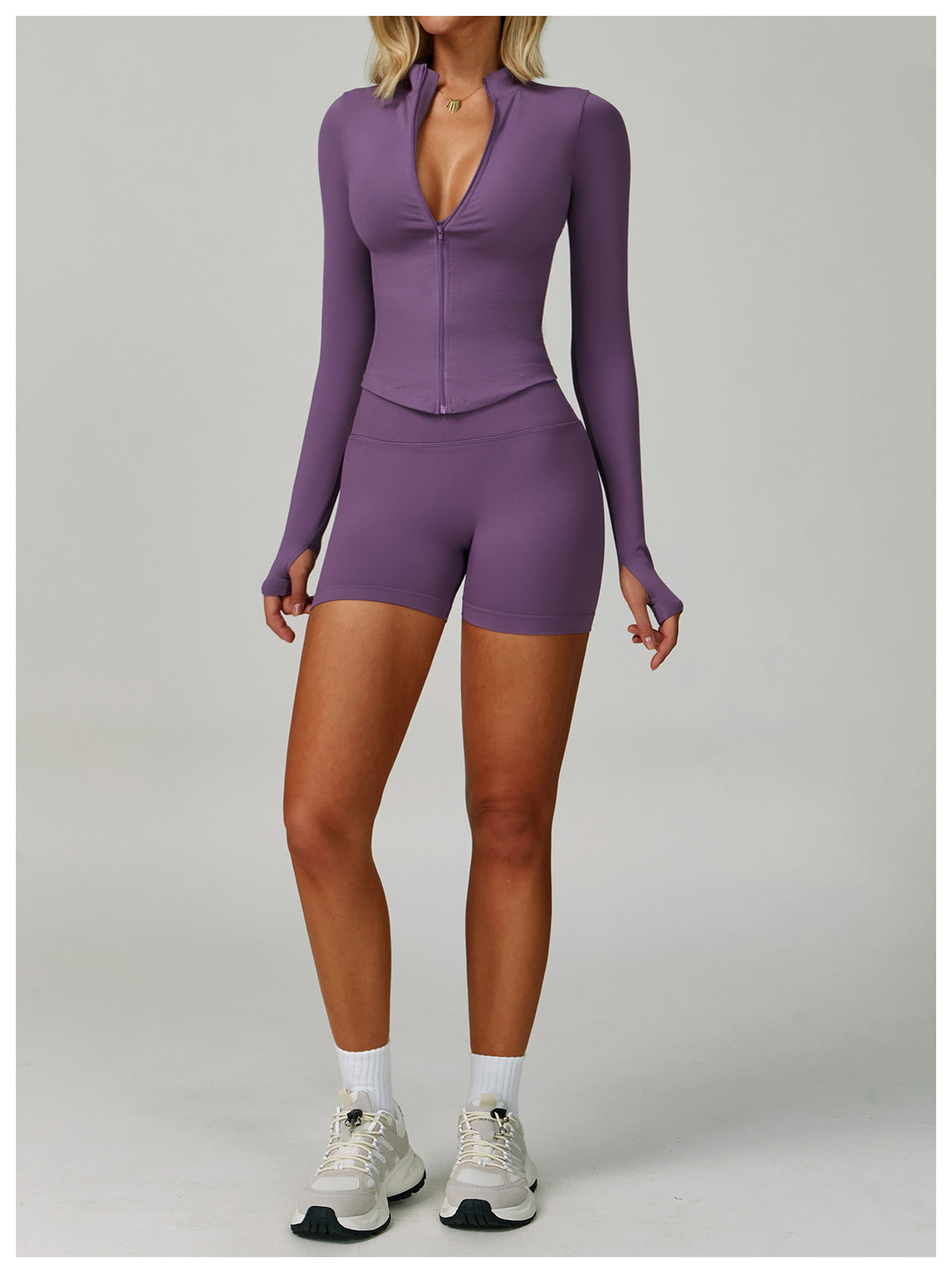 Zip-Up Long Sleeve Crop Yoga Jacket