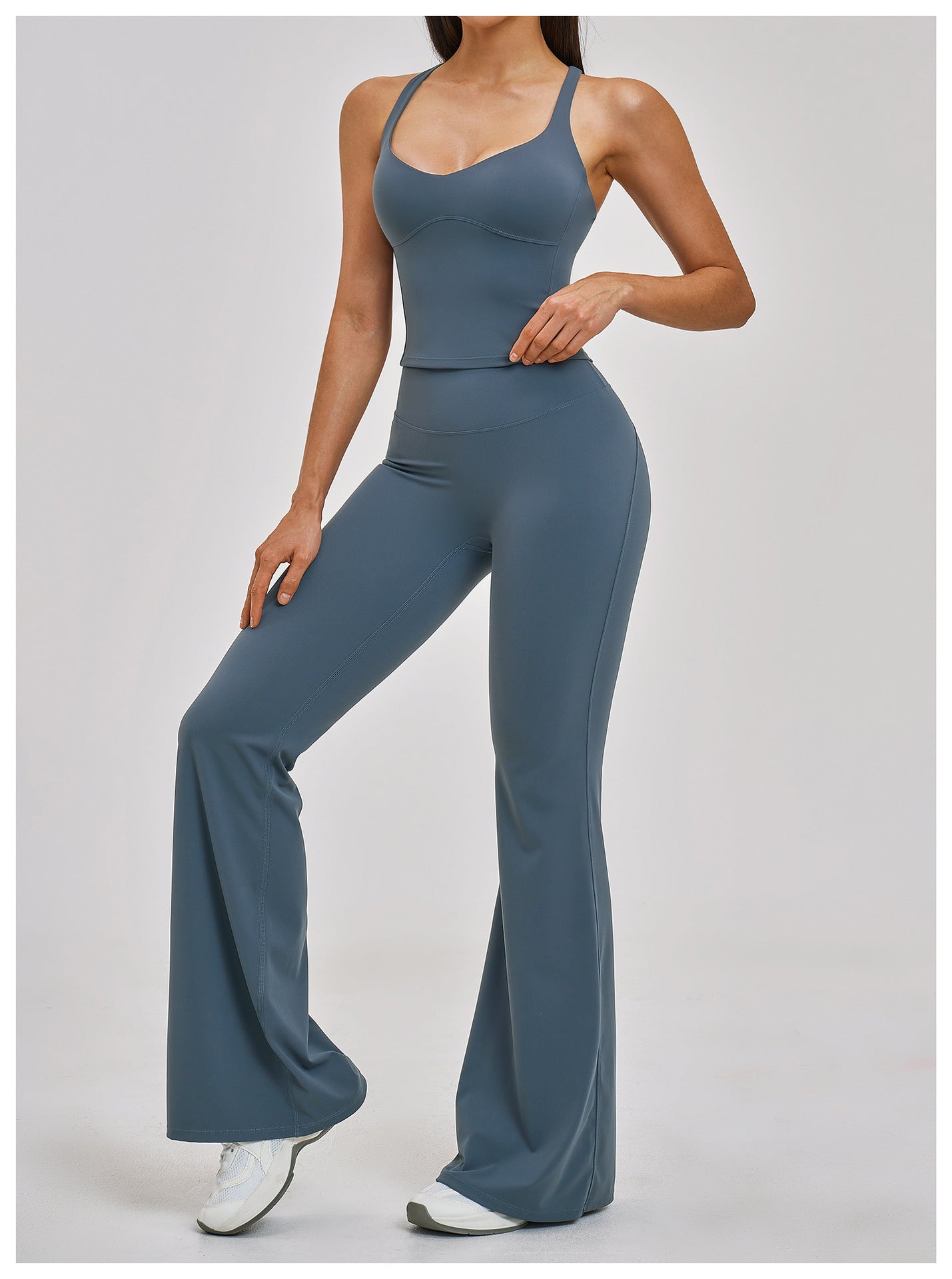Cross-Back Bra & Flared Pant Yoga Set
