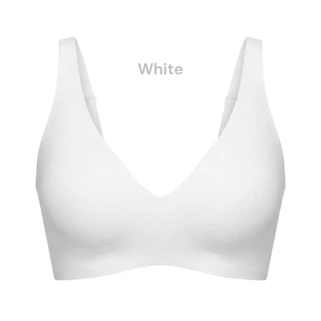 The Jelly Bra white deep V seamless gel lift bra – soft wire free bra for sagging breasts