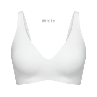The Jelly Bra white deep V seamless gel lift bra – soft wire free bra for sagging breasts
