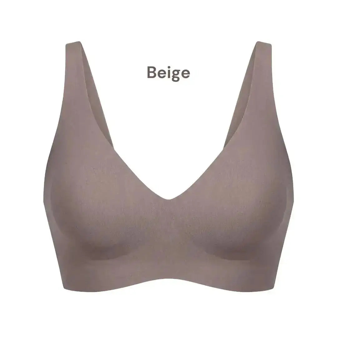 The Jelly Bra beige deep V seamless gel lift bra – soft wire free bra for sagging breasts