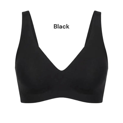 The Jelly Bra black deep V seamless gel lift bra – comfortable wire free bra for sagging breasts