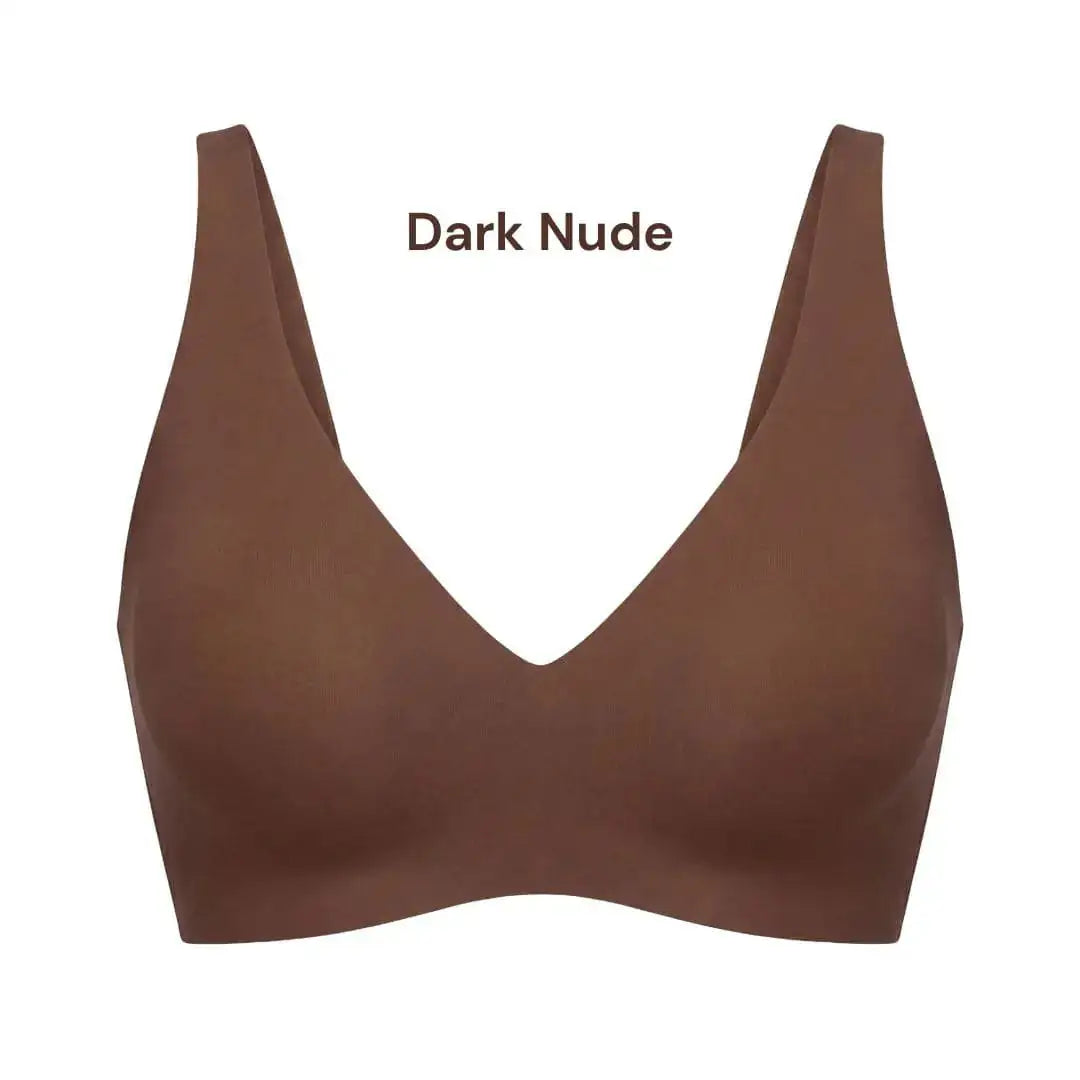 The Jelly Bra dark nude deep V seamless gel lift bra – soft wire free bra for sagging breasts