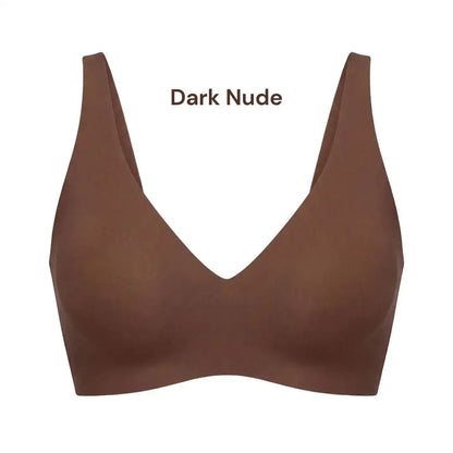 The Jelly Bra dark nude deep V seamless gel lift bra – soft wire free bra for sagging breasts