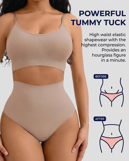 Thong Belly Control Underwear Set with Bra Large U-Shape eprolo