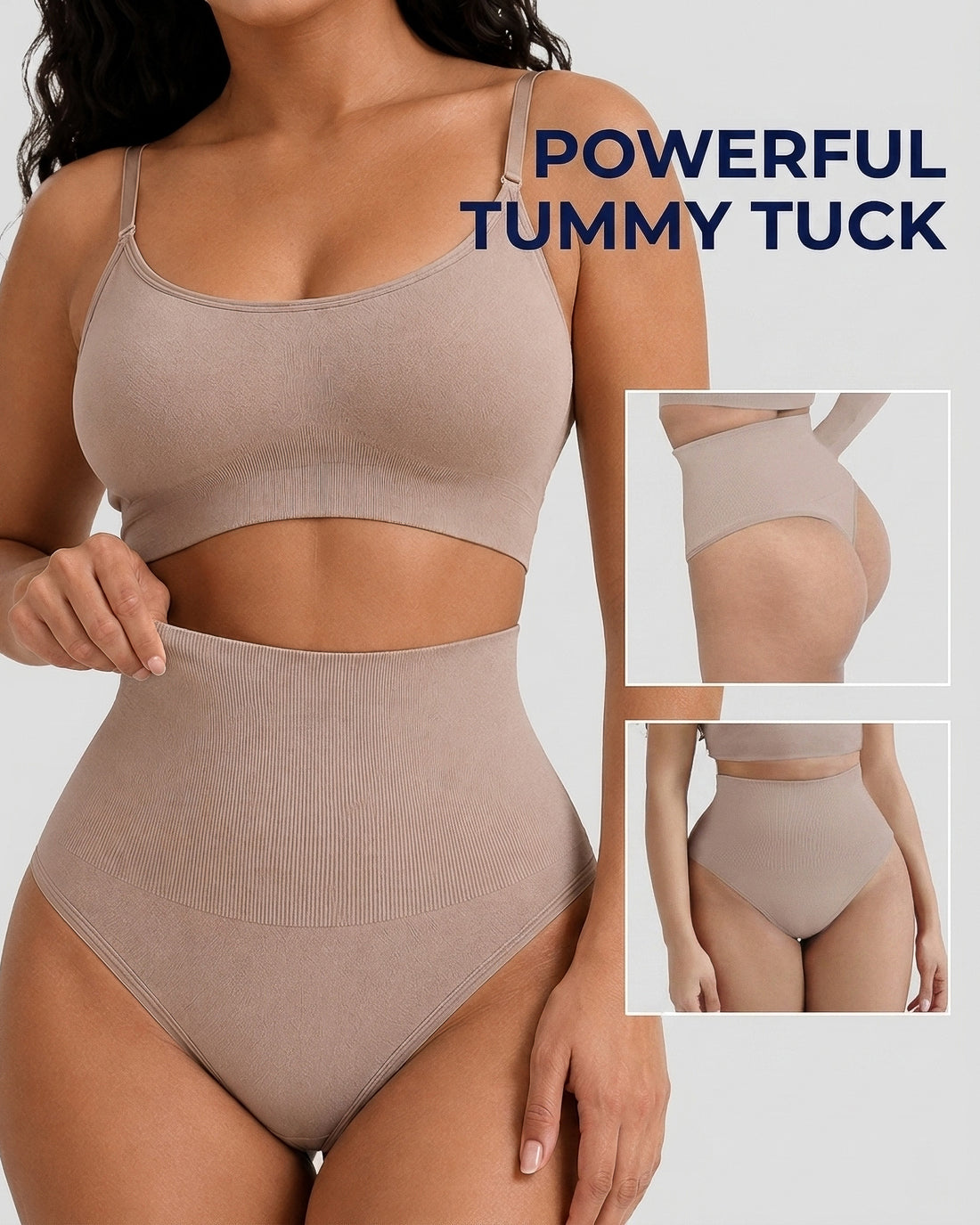 Thong Belly Control Underwear Set with Bra Large U-Shape eprolo