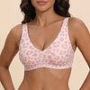 The Jelly Bra pink leopard deep V – softest no underwire bra with gel lift, best comfortable bra for women
