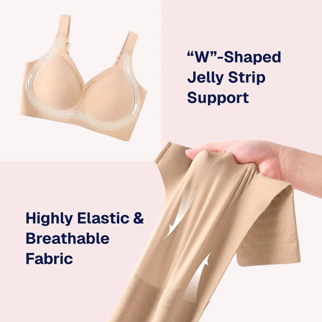 The Jelly Bra W-shaped gel strip lift support – breathable soft wire free bra that lifts sagging breasts