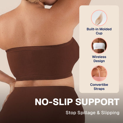 Convertible Strapless Bandeau Bra with Wireless Comfort & Anti-Slip Grip TheJellyBra