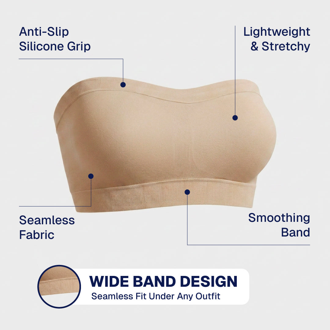 Convertible Strapless Bandeau Bra with Wireless Comfort & Anti-Slip Grip TheJellyBra