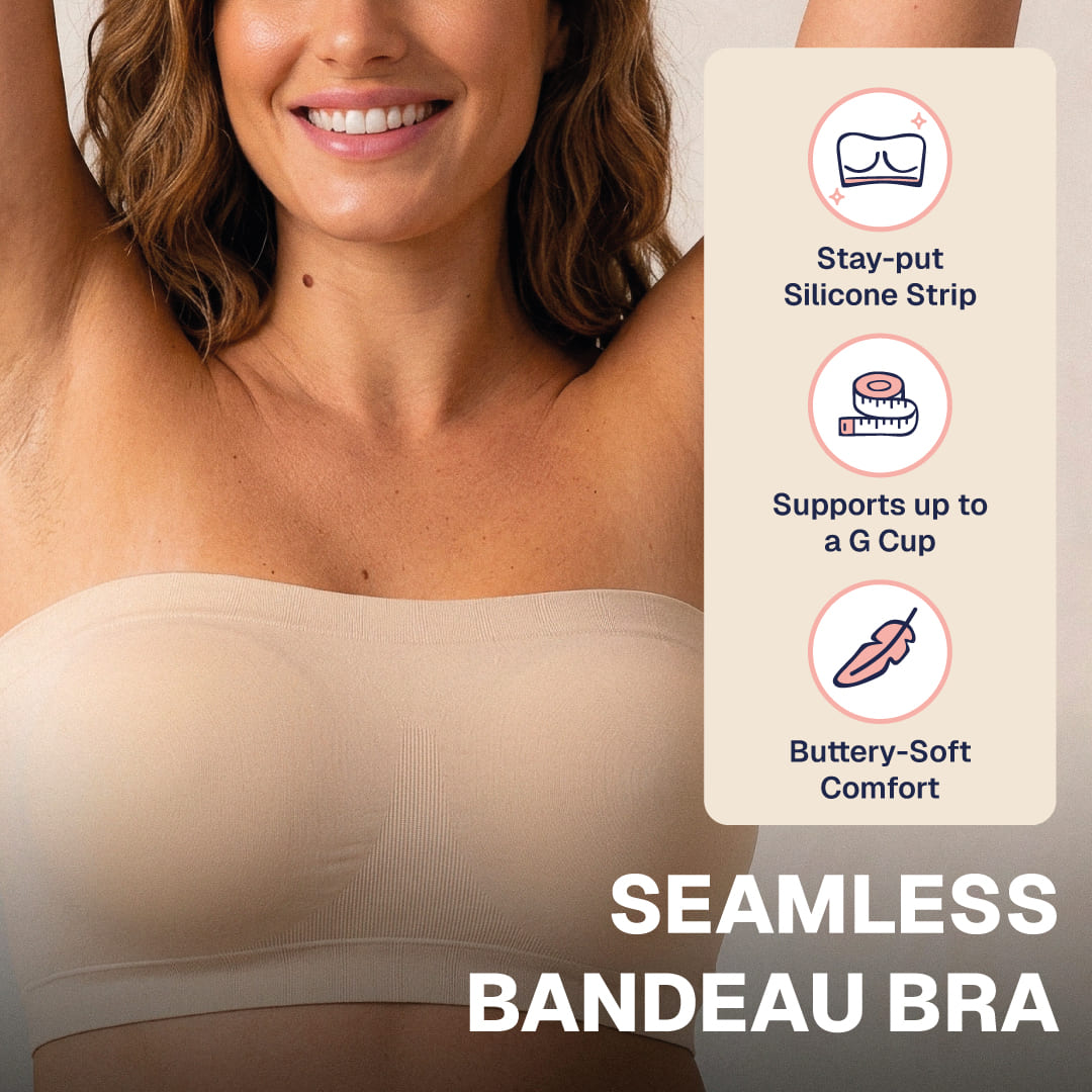 Convertible Strapless Bandeau Bra with Wireless Comfort & Anti-Slip Grip TheJellyBra