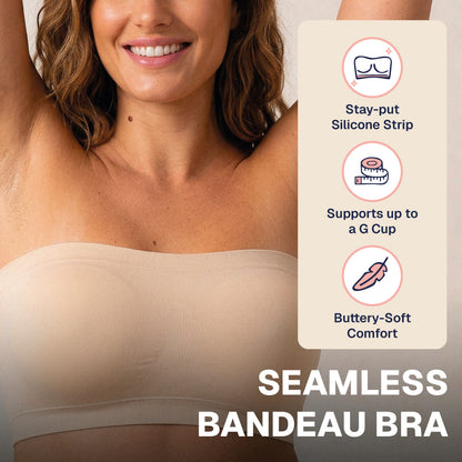 Convertible Strapless Bandeau Bra with Wireless Comfort & Anti-Slip Grip TheJellyBra
